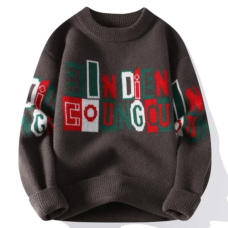 Sweaters Mens 2023 Fall Winter New Knitted Hip Hop Streetwear Fashion Men Soft Warm Wool Pullovers Loose Christmas Style Sweater