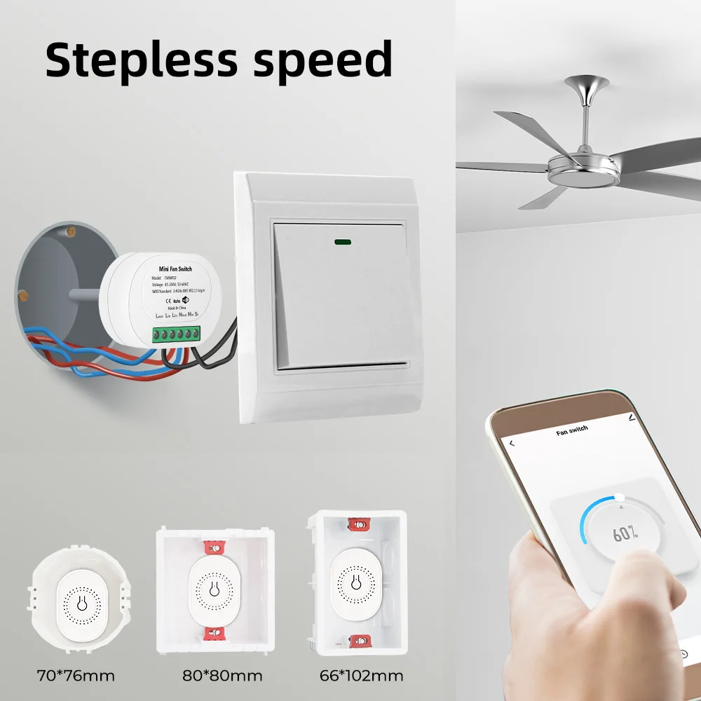 Smart Home WiFi Fan Ceiling Fan Breaker Module Remote Control APP Voice Timing Speed Control Switch
