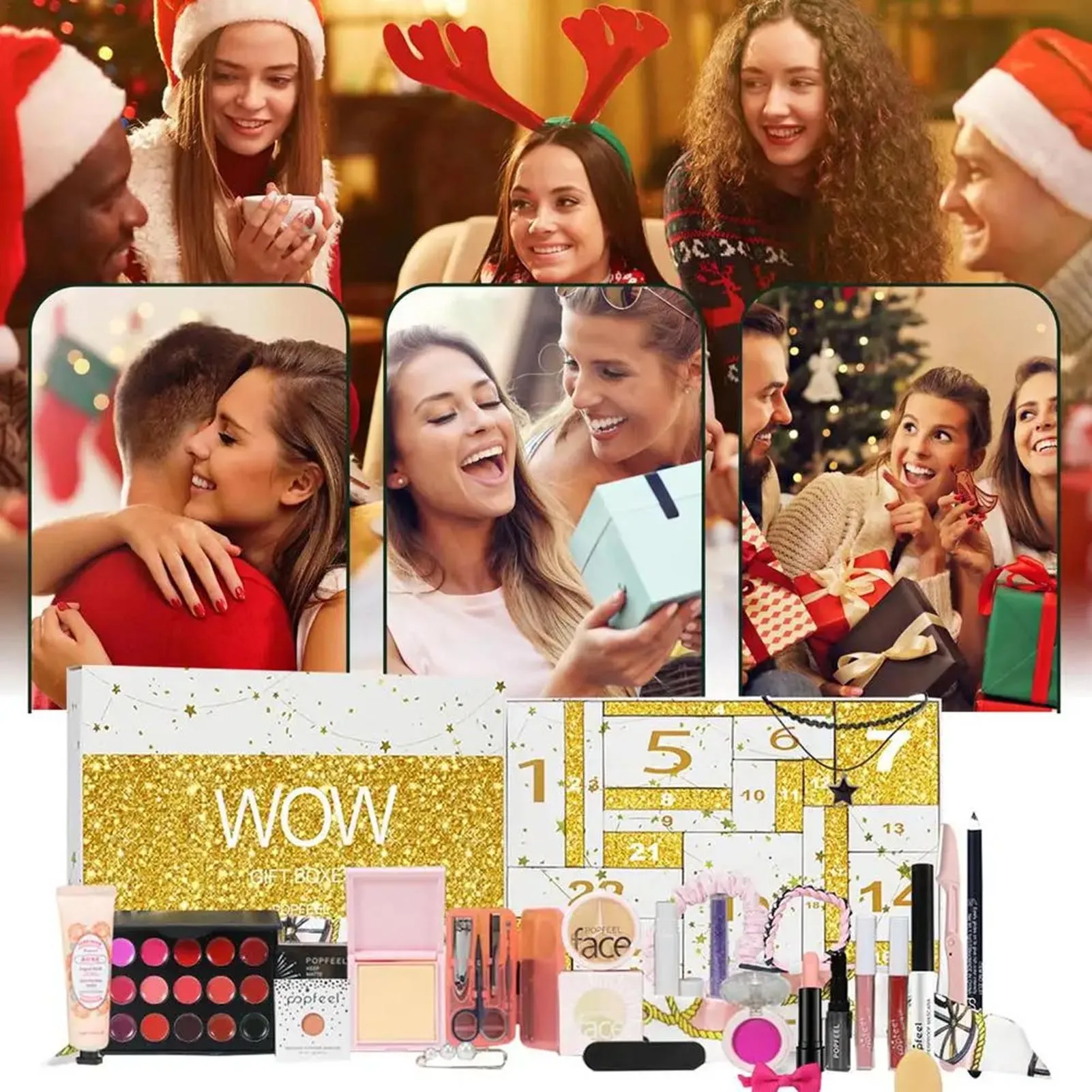 24-Day Makeup Kit Advent Calendar 24 Individually Boxed Makeup & Cosmetic Great For Christmas Christmas Eve