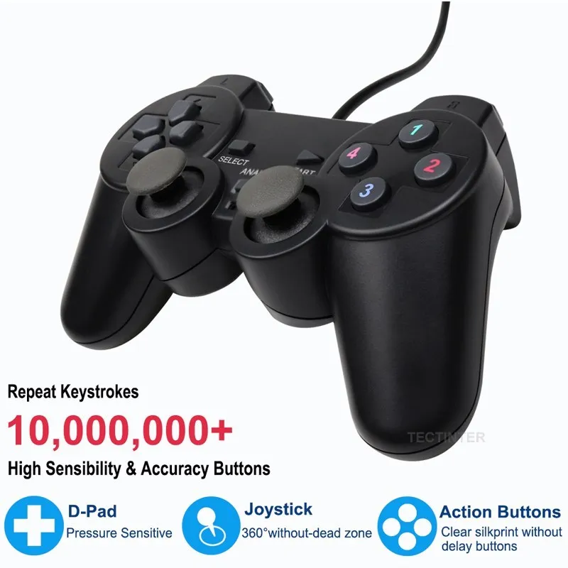 Przewodowy USB gra komputerowa kontroler dla WinXP/Win7/Win8/Win10 dla komputer stancjonarny Laptop czarny Gamepad Joystick