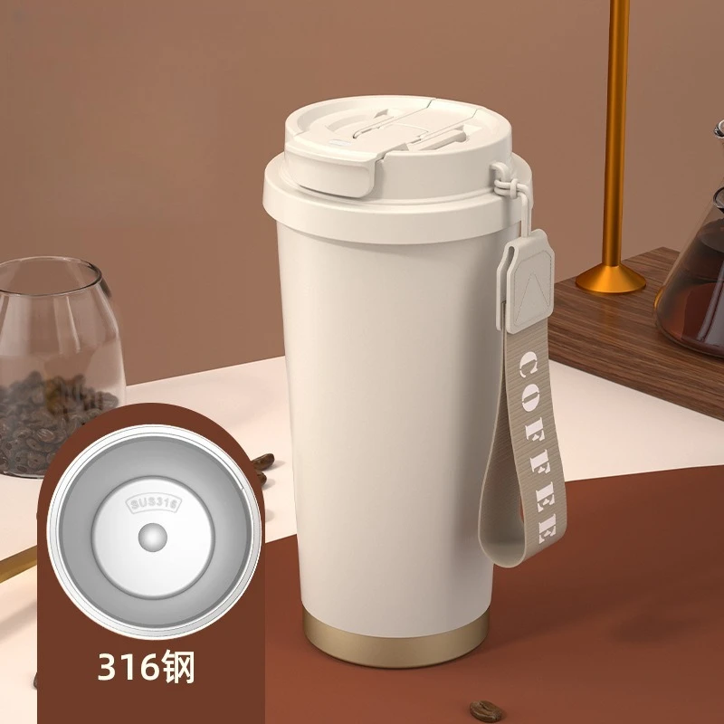 316 Stainless Steel Vacuum Insulated Cup Home Breakfast Coffee Cup Car Mounted Large Capacity Straw Cup Gift