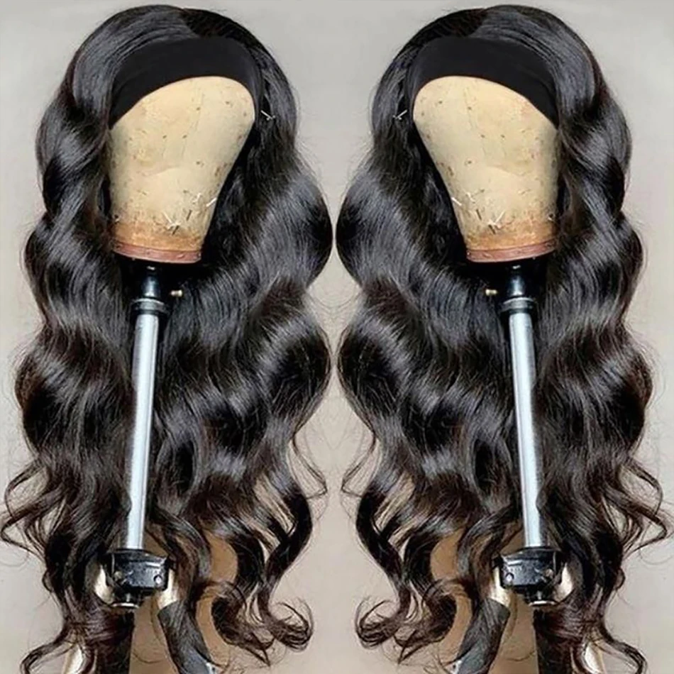 Headband Human Hair Wigs Body Wave Remy Malaysians Wigs For Black Women Cheap 180% Density Machine Made Headband Wigs