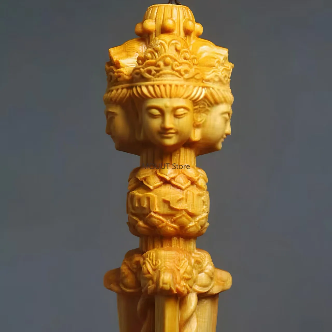 thuja Handcrafted Wooden Vajra Pestle Car Hanging Ornament Pendant Charm - Buddhist Phurpa Dharma Tool Figurine Decor Gift