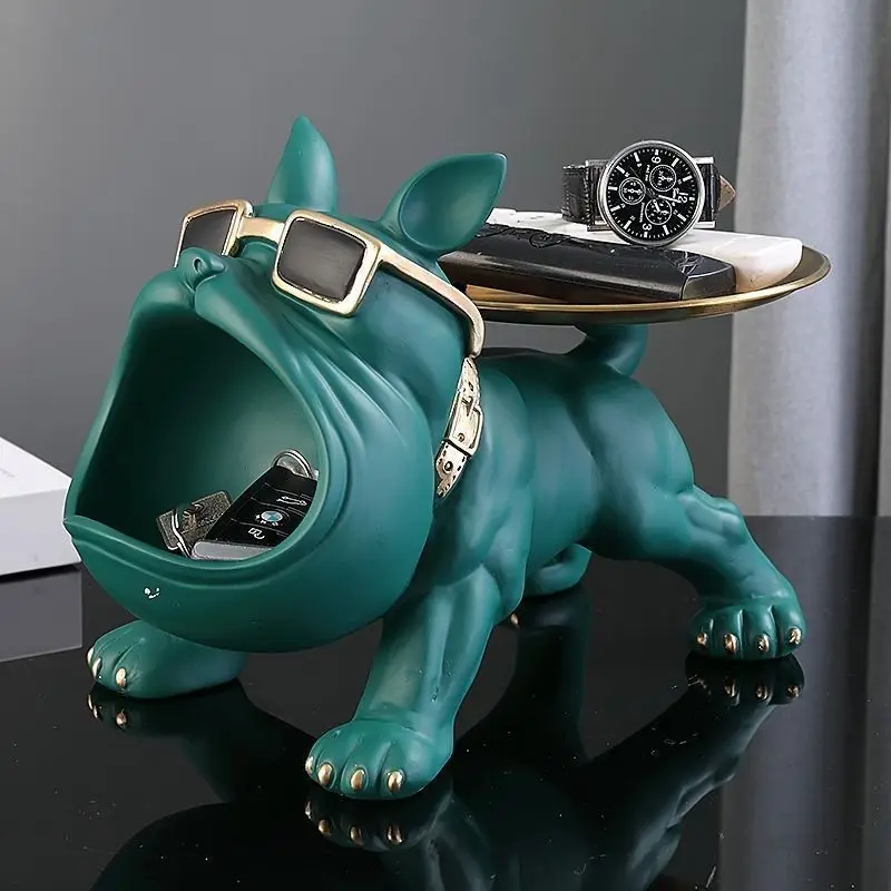 

Resin Dog Statue Bulldog Statue Storage Tray Animal Decoration Resin Craft Art Sculpture Statue Dog Sculpture Home Decoration