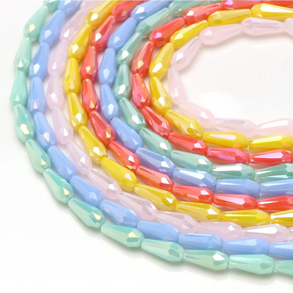 4x10mm Teardrop Crystal Glass Beads for Jewelry Making Faceted Vertical Hole for Wind Chimes Bracelet Earring Necklace DIY Craft
