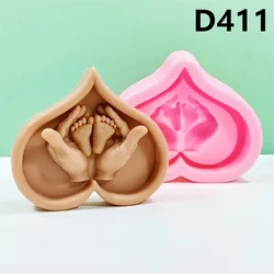 DIY Mother With Baby Statue Silicone Mold Power Hands Heart Silicone Mold Hand hold Feet Soy Wax Candle Mould For Father's Day