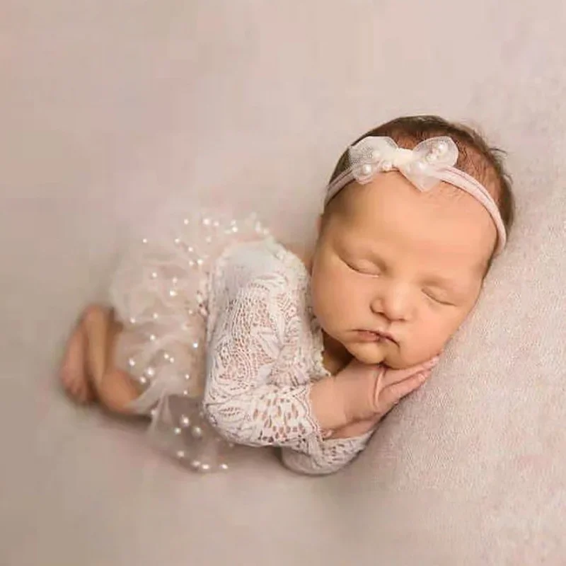 

Одежда для детской фотографии, кружевной комбинезон для детской фотосессии, платье для детской фотографии с жемчужной юбкой, комплект реквизита, одежда для фотосессии