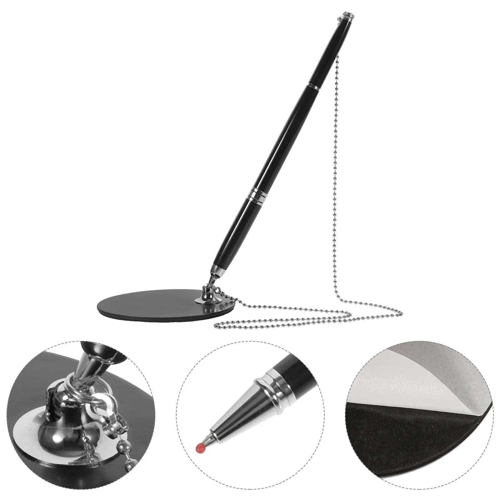 

Desktop Fixed Signature Pen Stainless Steel Multi-Function Ballpoint Business Pen Quick-Dry Ink Standing Design Office Hotel