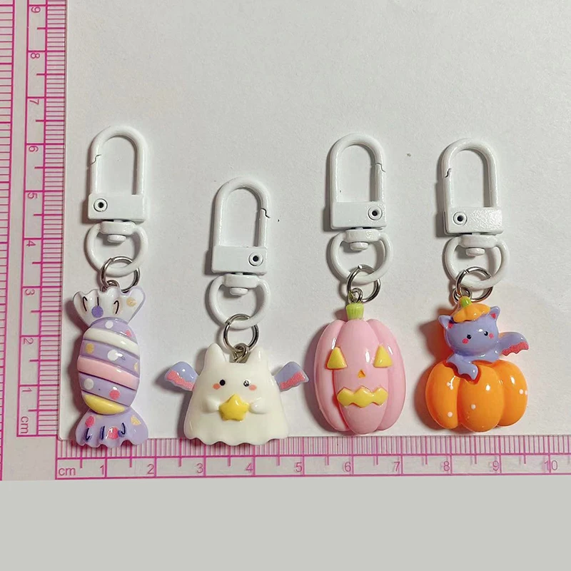 พวงกุญแจฮาโลวีนการ์ตูนน่ารักมินิฮาโลวีนพวงกุญแจรูปผีจี้พวงกุญแจแฟชั่นประณีตกระเป๋าเป้สะพายหลังของขวัญอุปกรณ์ประดับตกแต่ง