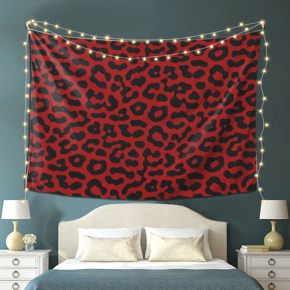 

Rose Red Leopard Pattern Tapestry Wall Hanging Aesthetic Home Decor Tapestries for Living Room Bedroom
