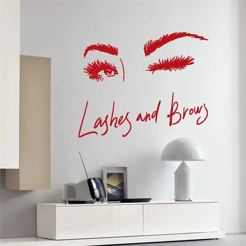 Eye Eyelashes Wall Sticker Lashes Eyebrows Brows Beauty Salon Quote Make Up