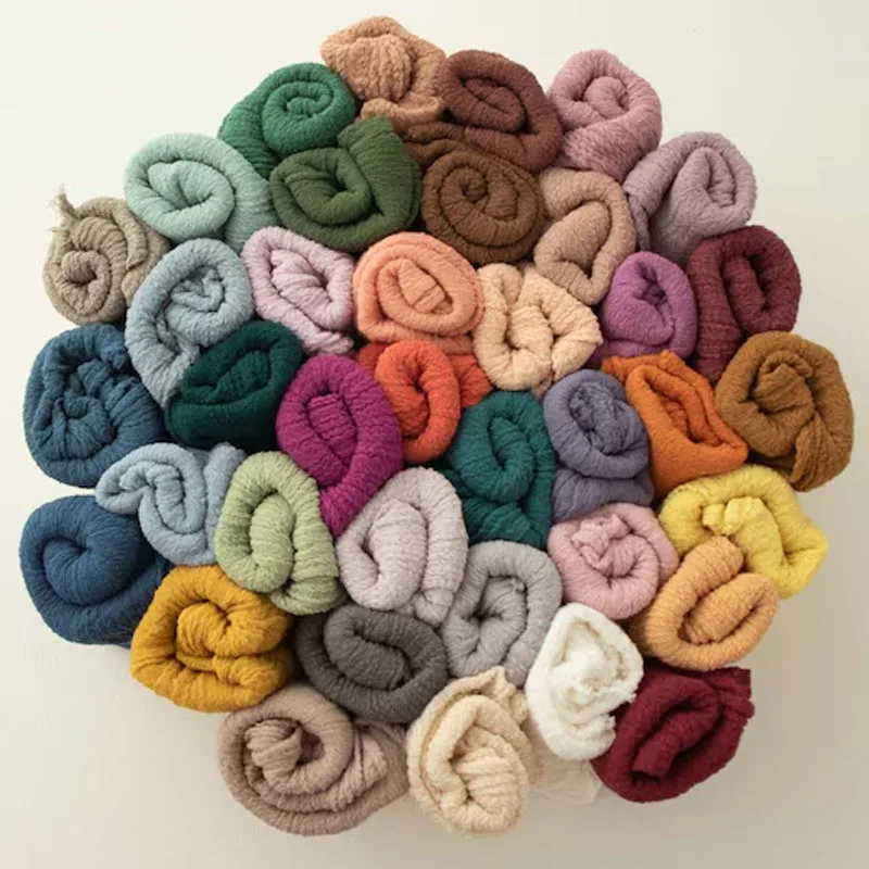 1pcs/ Newborn Photography Wrap Soft Bubble Gauze Fabric for Baby Photo Shoot Props Stretch Crinkle Swaddling Blanket for Newborn