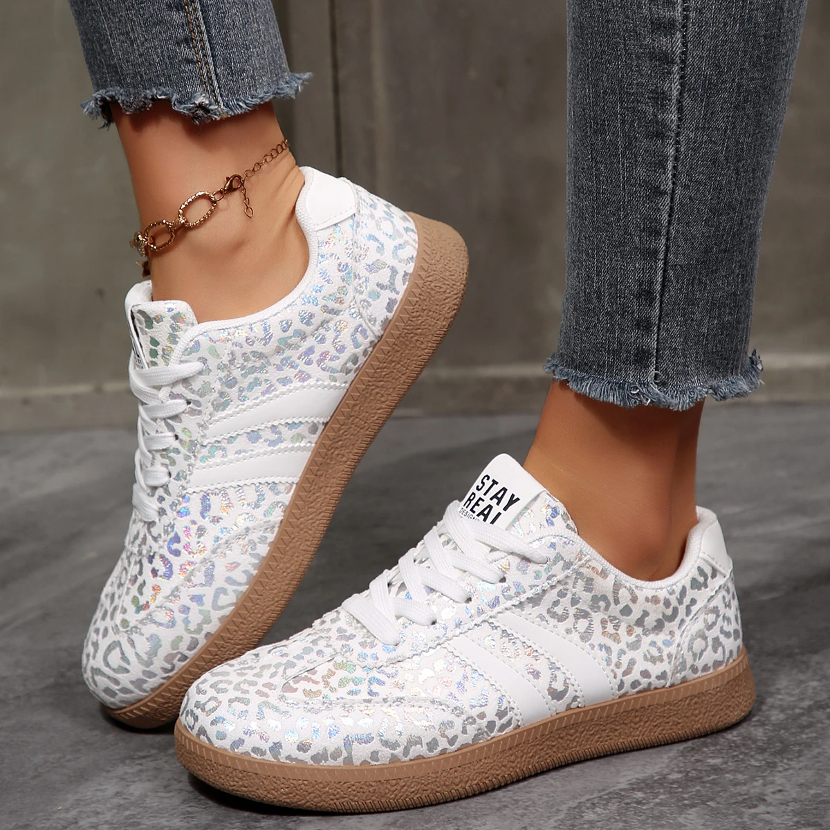 2026 Fall Women's Fashion Suede Sneakers with Double Buckle Metal Details Lightweight Breathable Comfortable Casual Flats