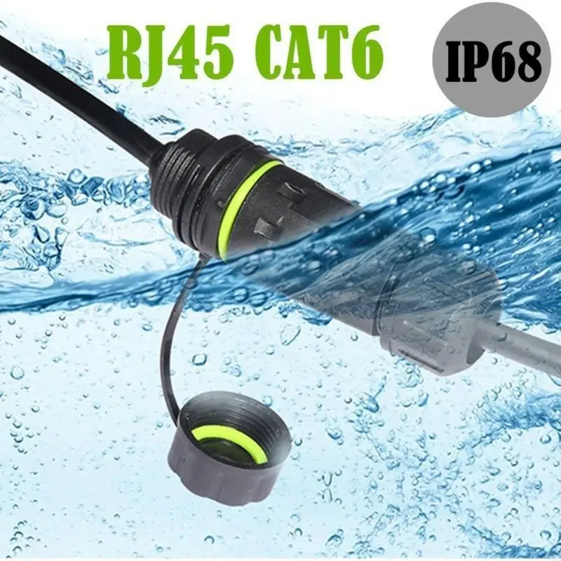 896F Shielded RJ45 Waterproof Panel Mount Connector IP68 Cat6 8P8C Ethernet LAN Cable Coupler Female to Male Outdoor Networking