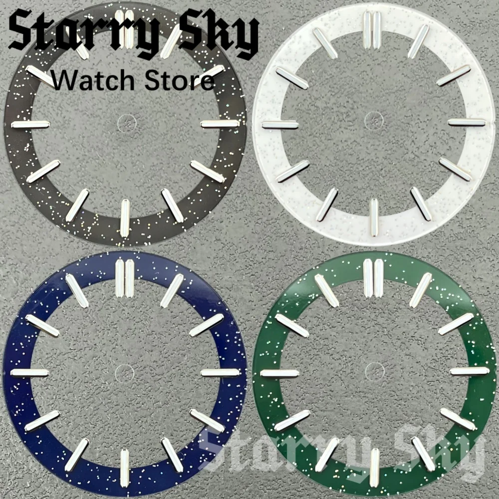 Starry Sky ​29mm Transparent Black/White/Blue/Green Watch Dial With Green Luminous Fits For All Series Movement Watch Accessorie