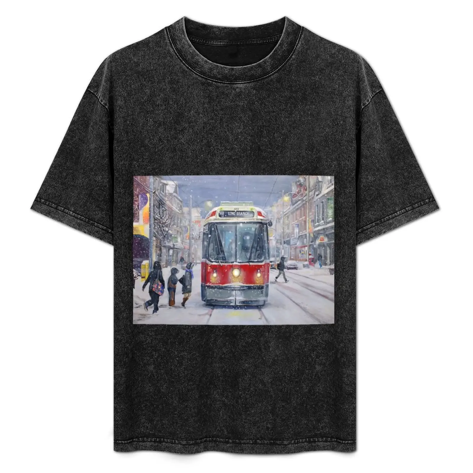 Queen West bound Streetcar, first snowfall T-Shirt Work Casual Loose Fit T-Shirt