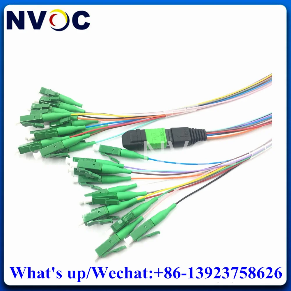 

5Pcs 12F MPO Female-LC/ST/FC/SCAPC Fiber Optic Pigtail,12Core 0.9mm SM 1M Fanout Assembly MPOAPC to LC Cable Connector