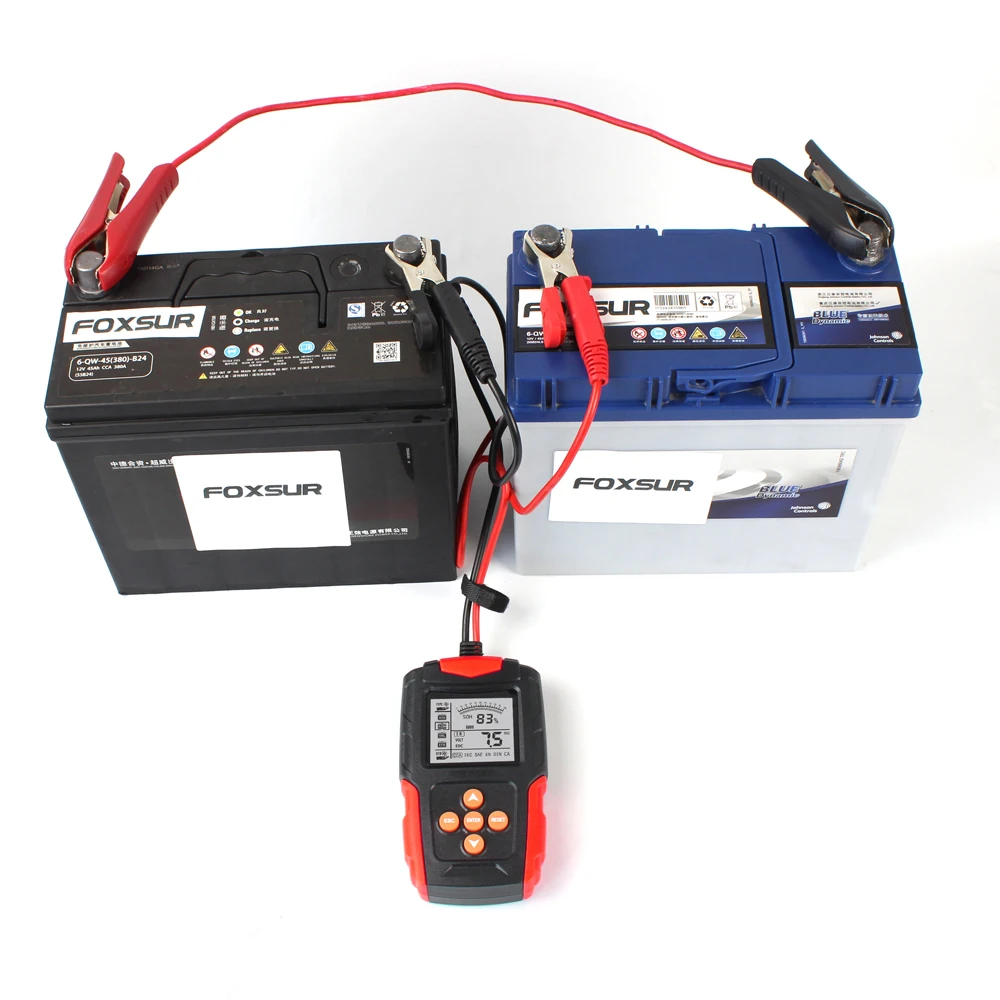 FOXSUR – testeur et analyseur intelligent de batterie 12V 24V, outils de Diagnostic pour voiture GEL AGM, prise de charge rapide pour automobile