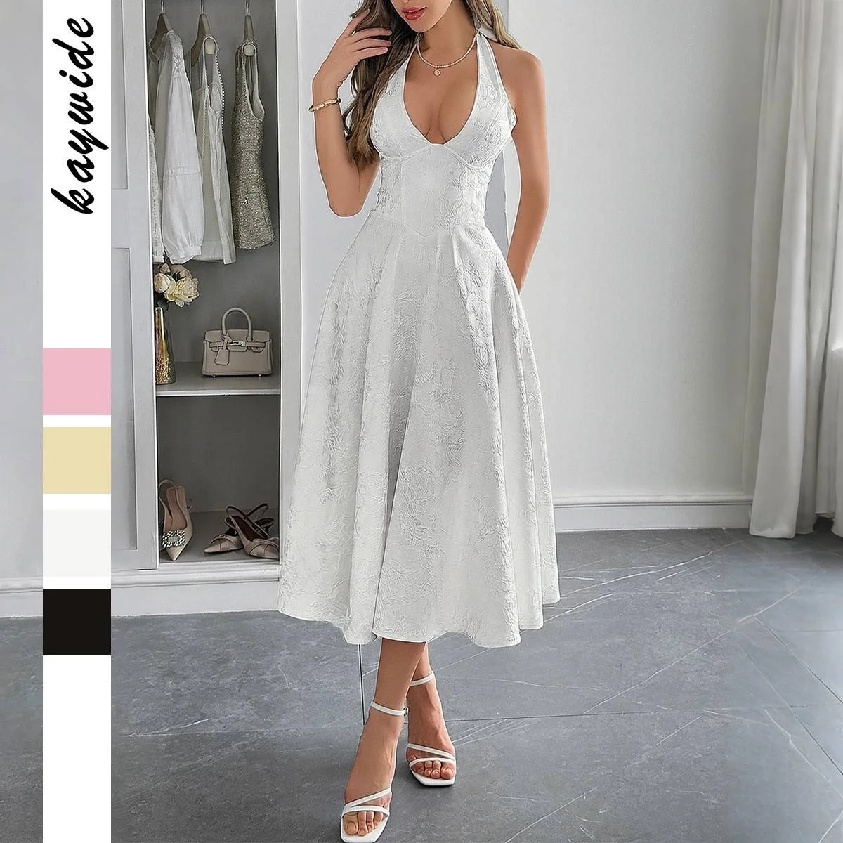 Ele Long Dr Dameskleding Grensoverschrijdende Vaion Sle Ne Hangende taille Cinturing Rok Polyestervezel A-lijn rok