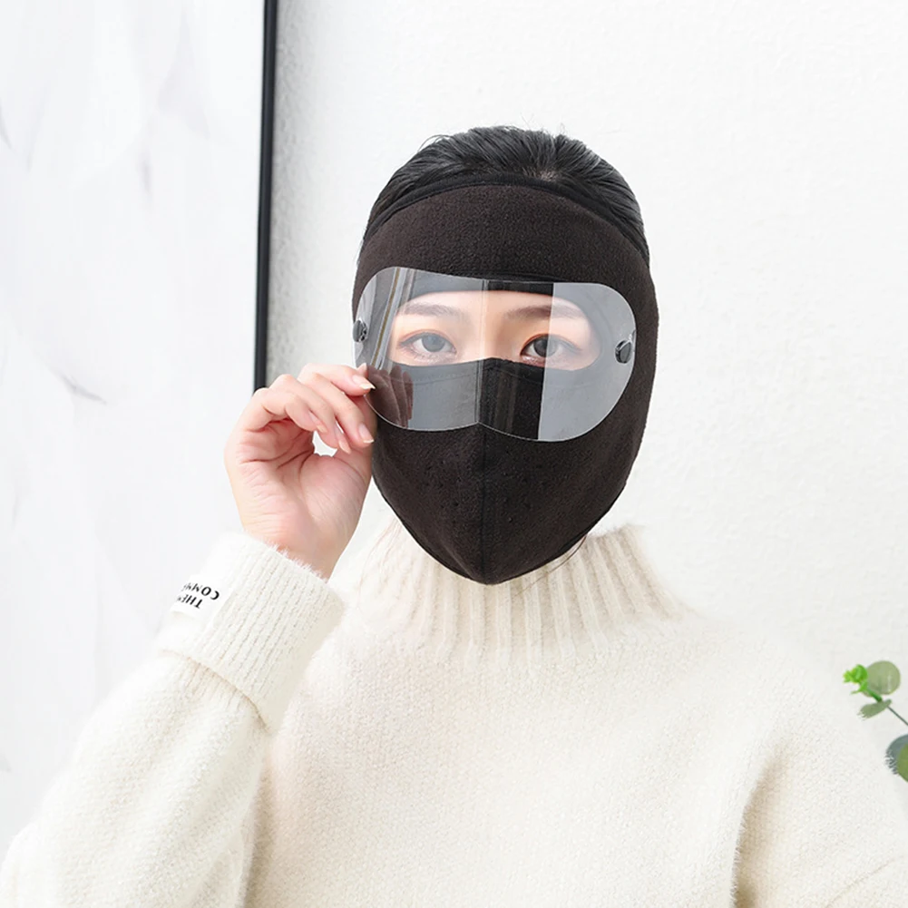 Ultralight Balaclava Winter Face Mask Cover with Clear Goggles Wind-proof Fleece Lined Cover for Cold Winter Outdoor Cycling