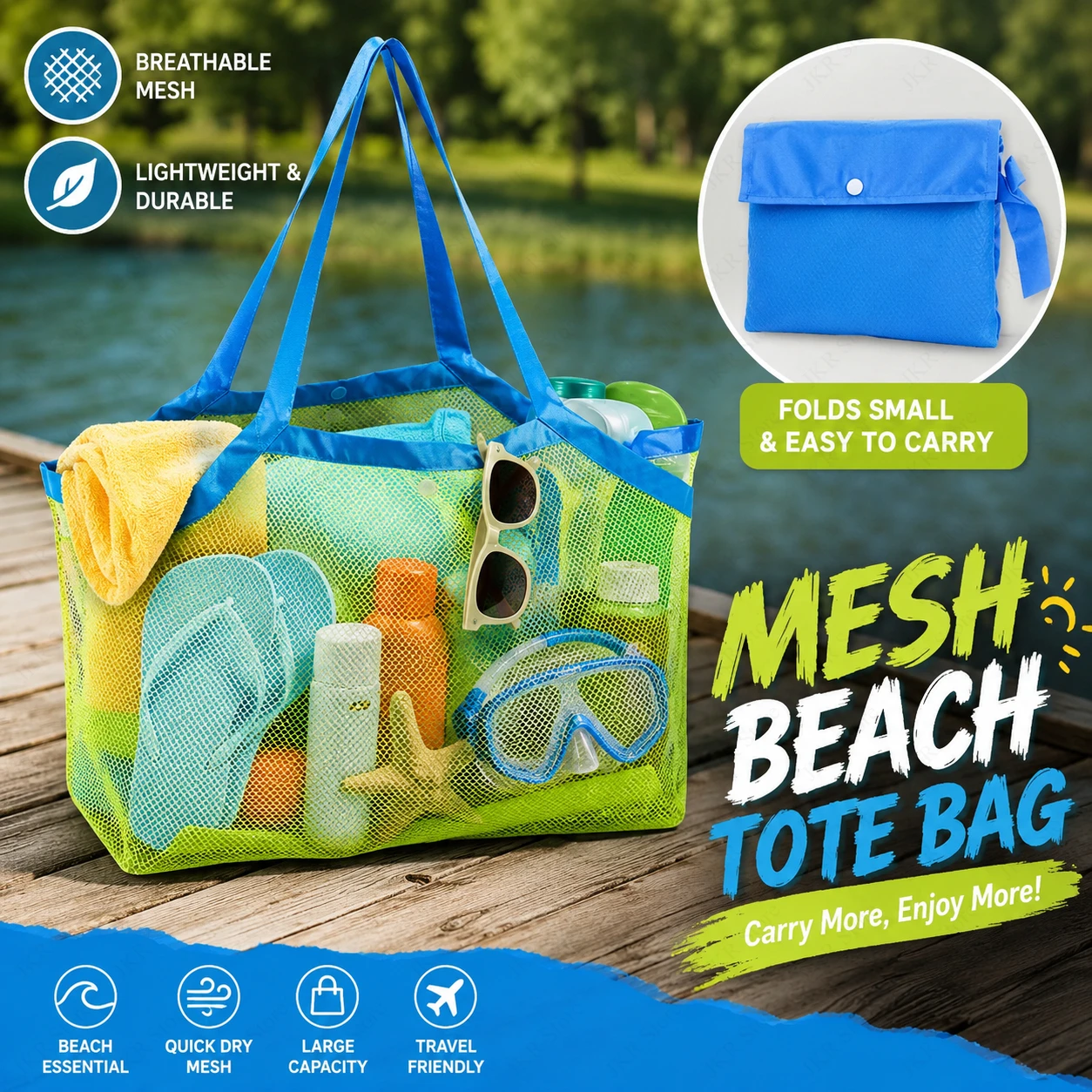 Foldable Mesh Beach Tote Bag product image