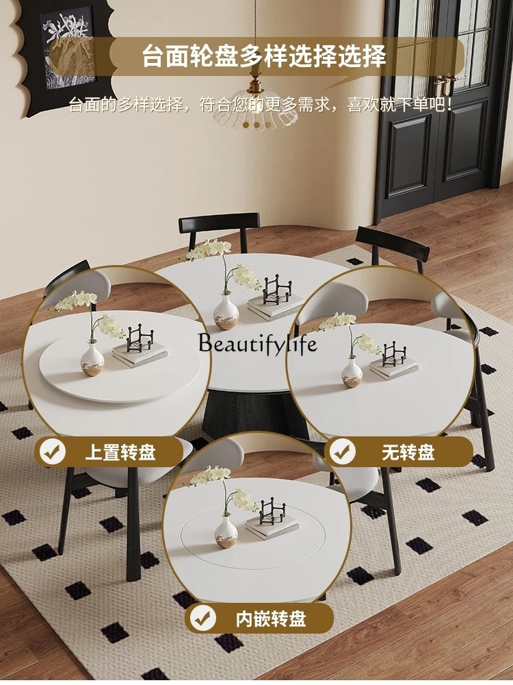 منزل من الخشب الصلب الفرنسي، شقة صغيرة إيطالية حديثة وبسيطة، طاولة مستديرة من بلاطة الصخور القديمة