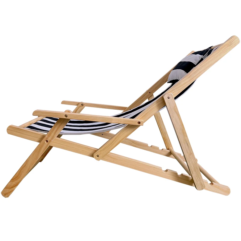 Solid wood recliner folding chair outdoor beach chair camping  home balcony casual lunch break lazy chair