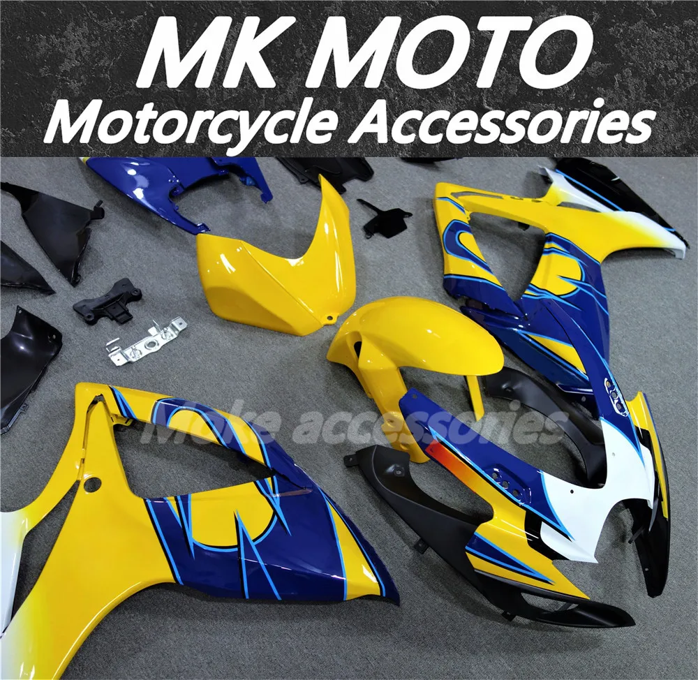 Kit fairing sepeda motor cocok untuk gsxr600/750 2006-2007 Set Bodywork kualitas tinggi injeksi ABS baru kuning biru Corona