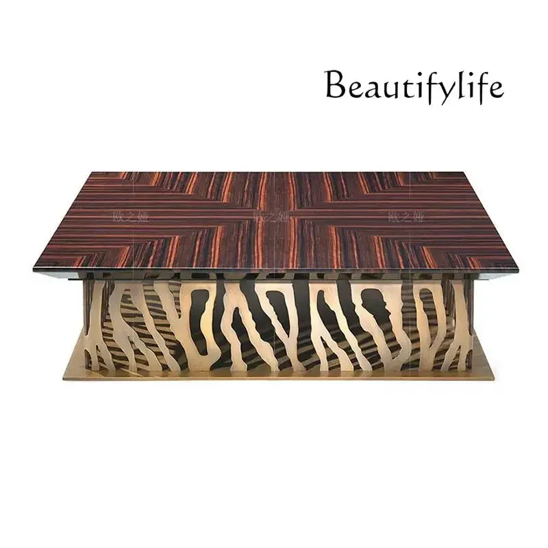 

BJ High-end Italian Light Luxury Coffee Table Post-modern Simple Villa Designer Stainless Steel Solid Wood High-end