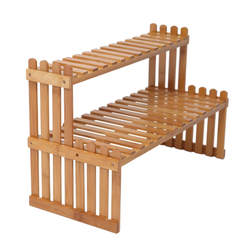 27Cm Bamboo Plant Stand Rustic Flower Shelf Indoor Balcony Wooden Display Rack Space Saving Corner Bamboo Potted Rack