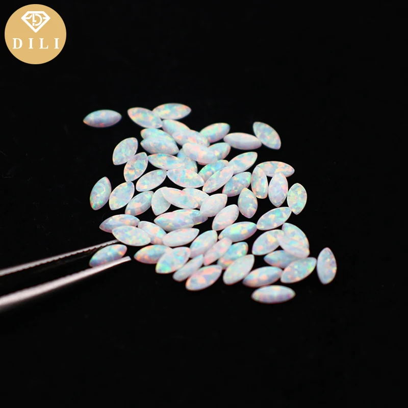 

10--50pcs/Lot 2x4mm-5x10mm Synthetic Marquise Cut Cabochon White Opal Stone OP17