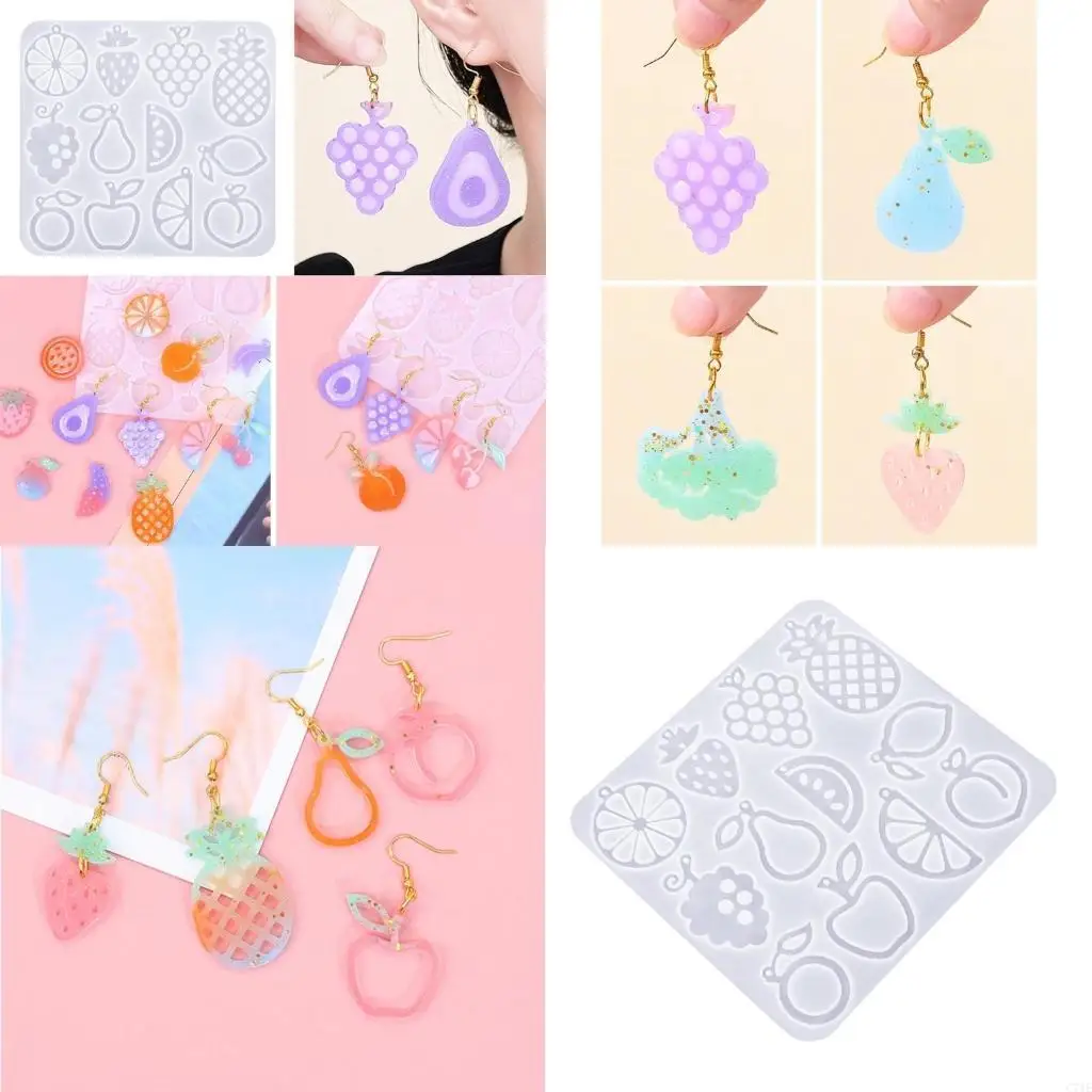  Easy to Use Silicone Earring Molds Fruit/Vegetable Theme Resin Jewelry Pendant Molds Keychain Moulds for Hand-Making