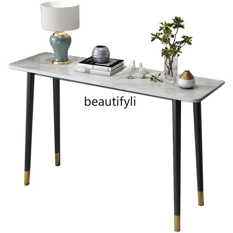 

zq Nordic Light Console Tables Modern Simple Rectangular a Long Narrow Table Side Table Lobby Stone Plate Side View Table