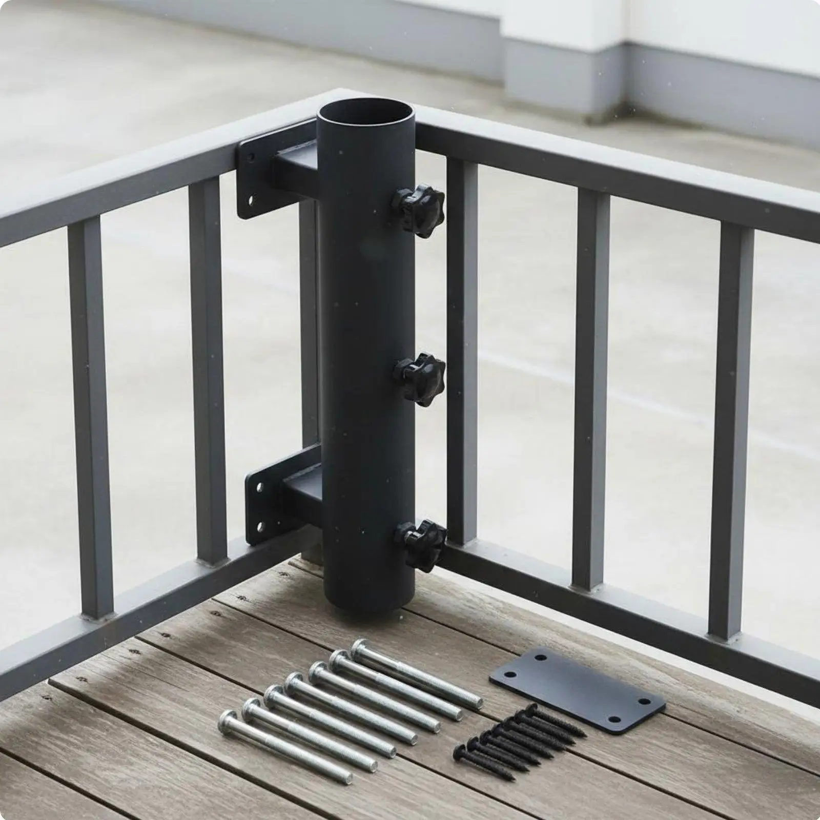Adjustable Metal Umbrella Holder Bracket Railing Fixture Outdoor Hardware Balcony Clamp for Deck Awning Install