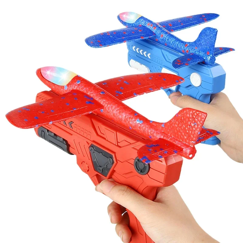 Espuma Shooting Gun for Kids, Catapult Plane Launcher, Glider Flight, Flying Throw, Jogos ao ar livre