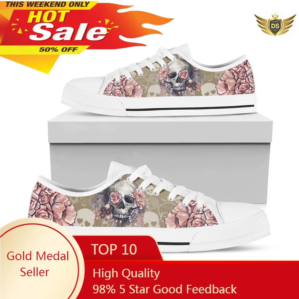 

Pink Floral Skull Low Top Sneakers Teenage Girls Lightweight Canvas Shoes Female Vulcaniztion Flats Zapatillas