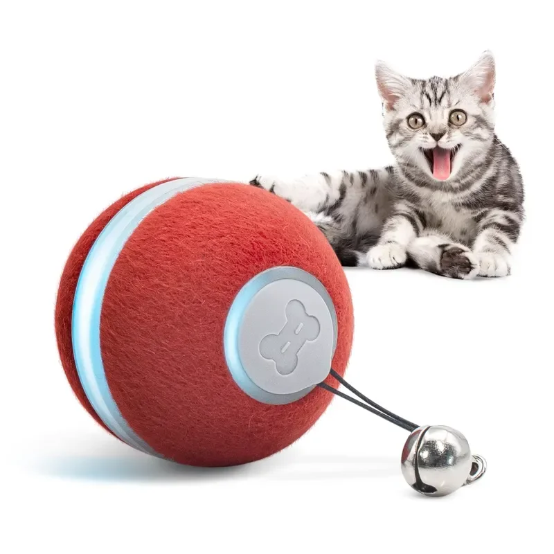 

Cheerble Interactive Electric Cat Toy Self-Rolling Grey and Hot Red Plastic Toy Ball Motion-Activated for Cats