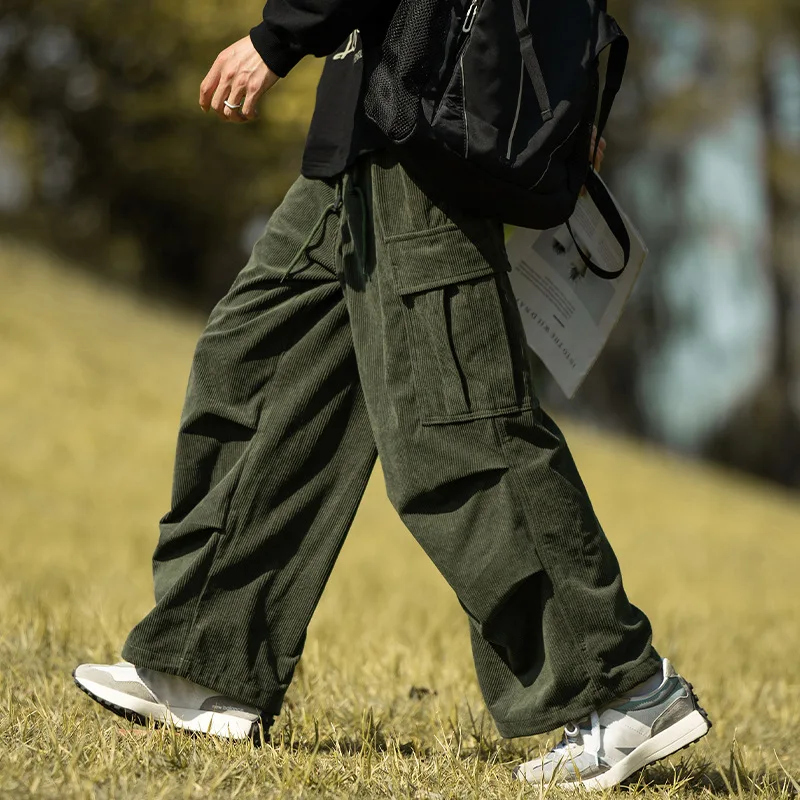 2025 New Corduroy Wide Leg Long Pants Unisex Loose Straight Leg Workwear Style Casual Pants Multiple Colors Available