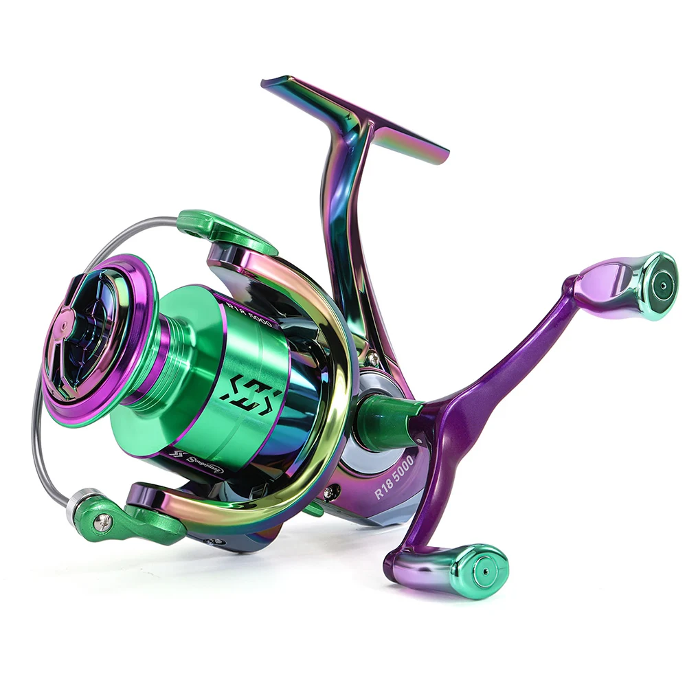Sougayilang Spinning Angelrolle 5,0:1 Übersetzungsverhältnis Max Drag 8 kg Metallspule faltbarer Doppelarm für Süßwasser-Salzwasserangeln