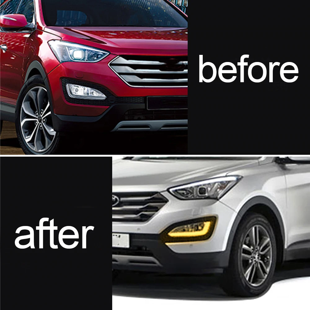 1pcs Left/Right Car Front LED DRL Daytime Running Light Fog Lamp Right For Hyundai IX45 Santa Fe 2013 2014 2015