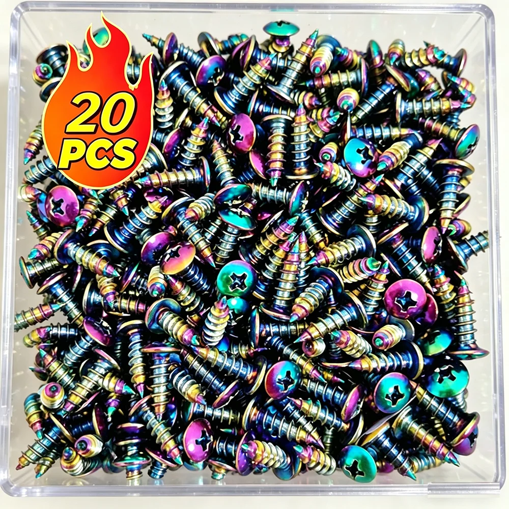 20pcs M5x16 Motorcycle Screw Motorbike Motor Bicycle Motorcycle Self-Tapping Screws M4*16 M5*16 Screw 201 Stainless Steel Screw