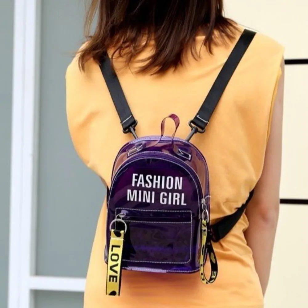 

Водонепроницаемый прозрачный мини-рюкзак: модная прозрачная сумка из ПВХ для фестивалей с эффектом брызг воды, с буквенным принтом, однотонная