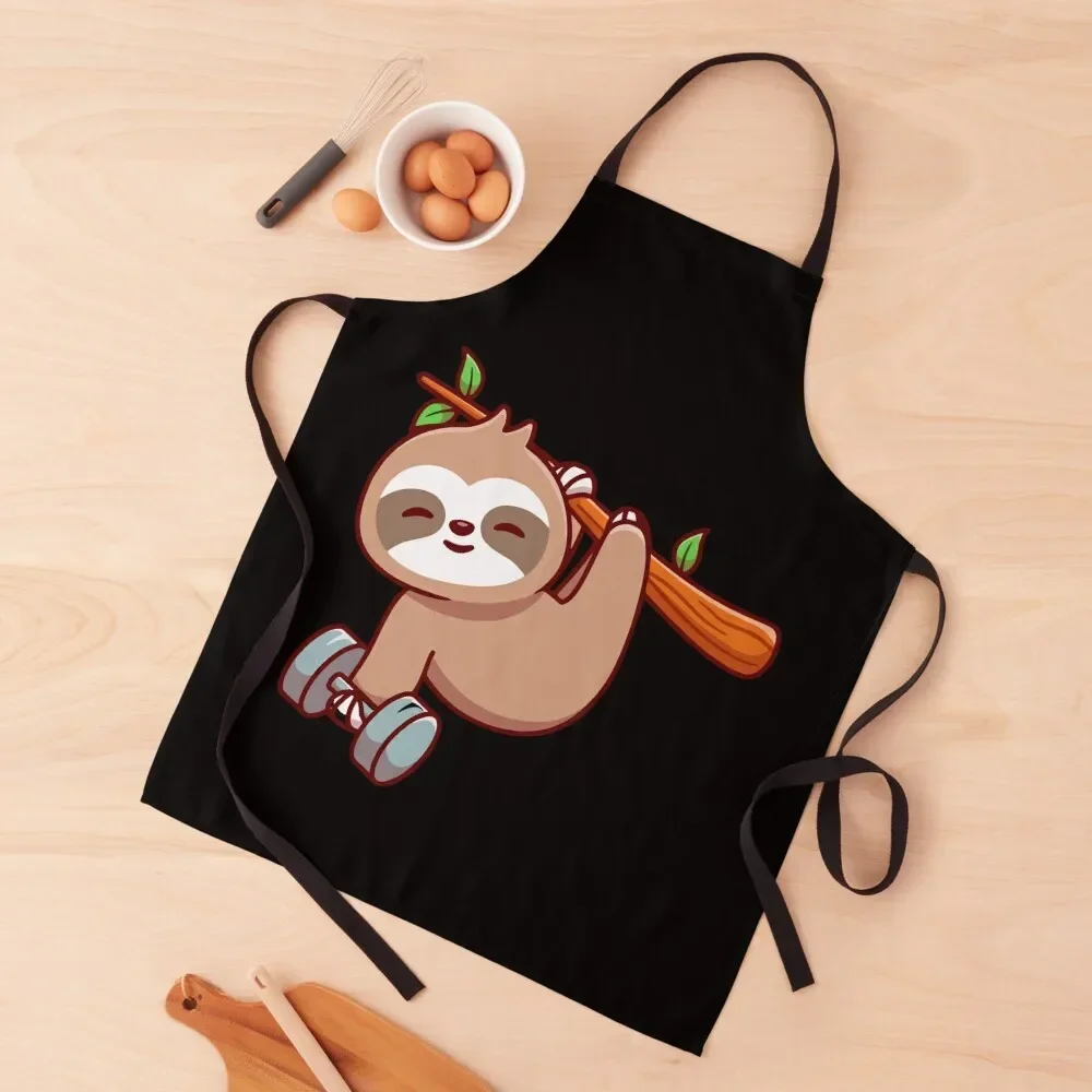 

sloth bodybuilding Apron Kitchen Front Chef Uniform Women Things For The Kitchen barber uniform Apron