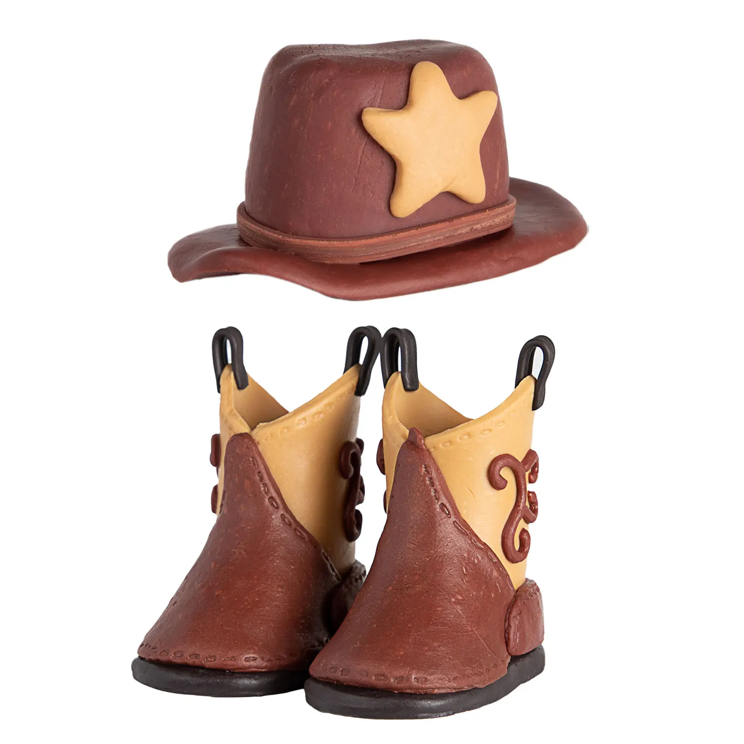 3Pcs Brown Cowboy Hat Boot Cake Toppers Cowboy Western Cowgirl Cake Decorations Birthday for Western Theme Party Favors Supplies