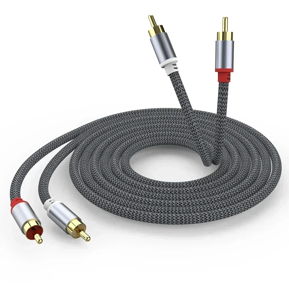 Câble RCA 2 câbles stéréo Rca à 2 câbles stéréo mâle vers mâle prise de câble Aux pour Home cinéma H