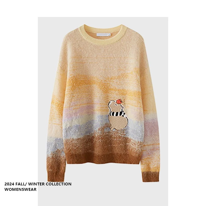 

Свитер Forever 21 в стиле ретро с капибарой, повседневный, вязаный, женский, весенняя модель, с длинным рукавом, для работы, из других материалов, 100%