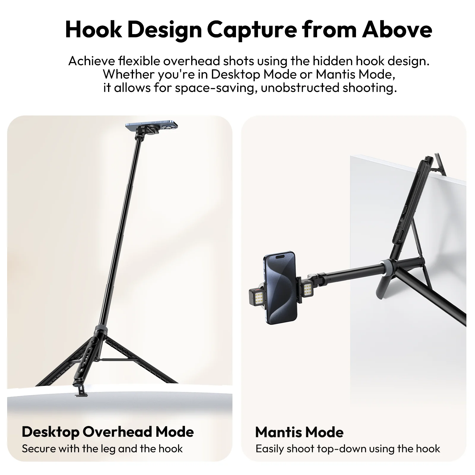 Ulanzi TT88 سطح المكتب العلوي قوس السرعوف ترايبود لنظام أندرويد أبل آيفون 16 15 Smatphone مع المشبك المغناطيسي حذاء بارد مزدوج