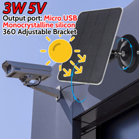3W 5V IP Security Camera Charger Power Supply Monocrystalline Solar Panel Charger Wall Mount IPX6 for Doorbell Courtyard Lights
