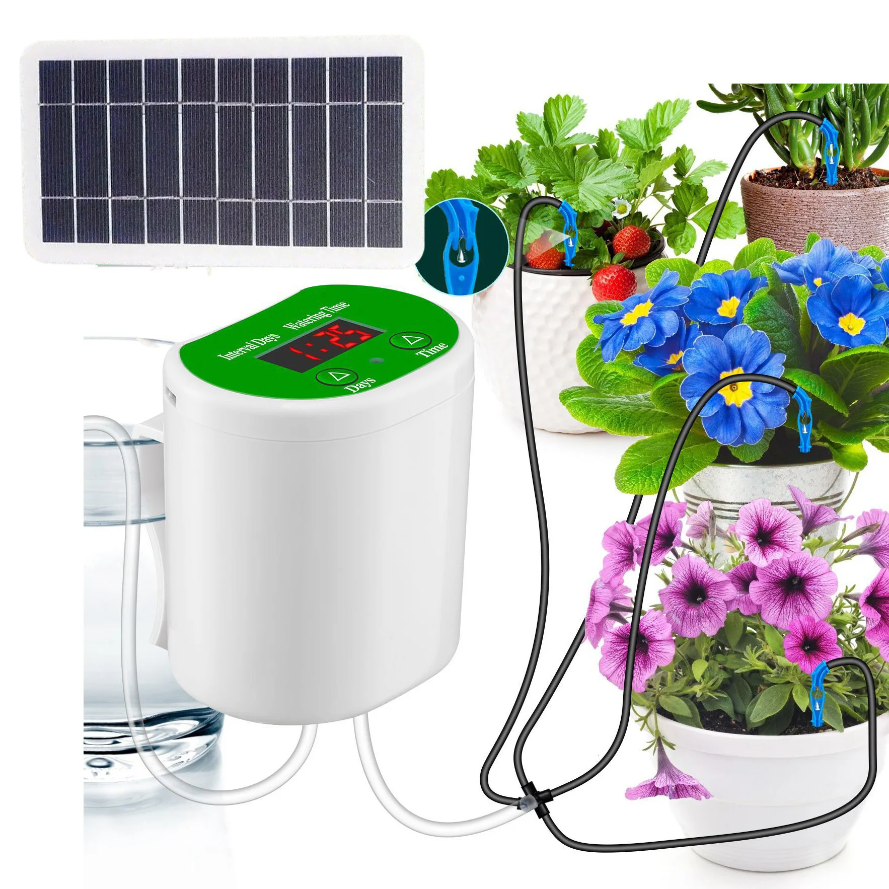 

Новая солнечная перезаряжаемая автоматическая система капельного орошения, садовые растения «сделай сам», комплект системы самостоятельного полива цветов, водяной спринклер