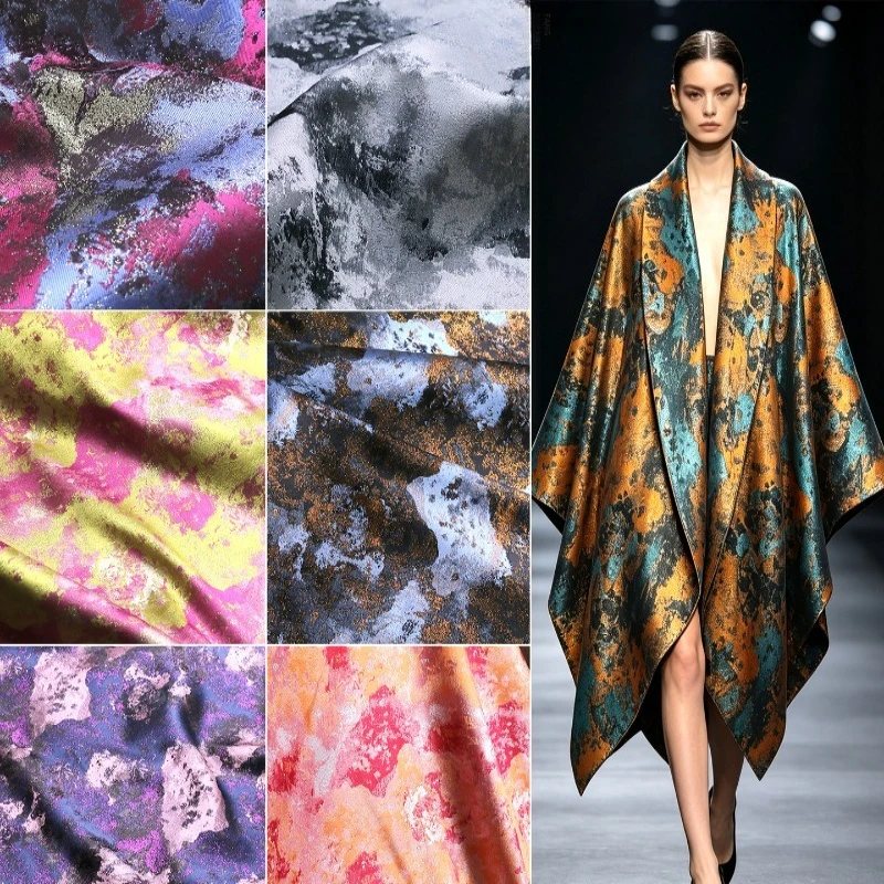 Yarn Dyed Gold Thread Jacquard Fabric Horse Face Skirt Stage Performance Costume Designer Clothing Fabrics Diy Sewing Cloth